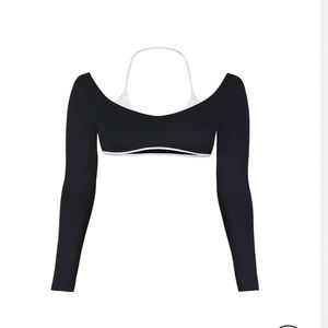 NWOT CSB beautiful layered look long sleeve Athleisure top. Ballet core.